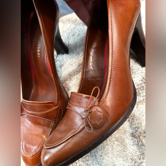 Vintage 80s Brown Antonio Melani leather heels sz 9 - Picture 3 of 7